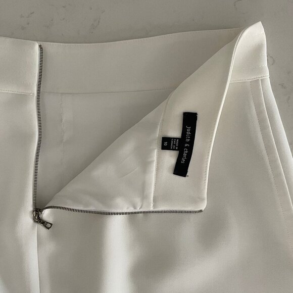 Judith & Charles Classic A-Line Lined Triacetate Poly Blend Skirt White Sz 10 - Picture 7 of 12